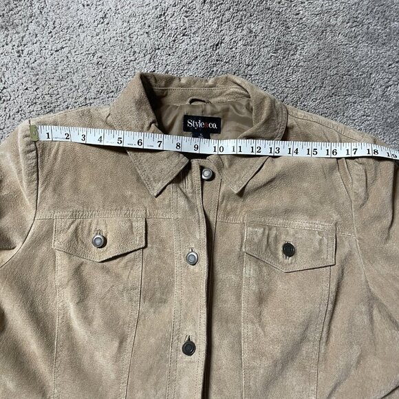 Style & Co light brownTan Suede Leather Jacket Women's Size‎ XL - Picture 11 of 11